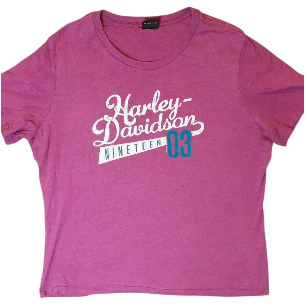 Harley-Davidson Womans Shirt Large Pink Graphic Motorcycle Outdoor